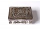 Small sterling silver box Netherlands antique woman children peacocks cow nineteenth
