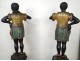 Pair Nubian flares wood carved polychrome Italy XIXth century