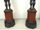 Pair Nubian flares wood carved polychrome Italy XIXth century