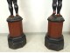 Pair Nubian flares wood carved polychrome Italy XIXth century