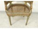 Louis XVI caned office armchair carved gilded Napoleon III nineteenth