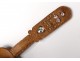 Breton wedding spoon folding carved wood rosette hearts rhinestone nineteenth