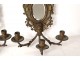 Pair wall sconces Louis XIV 3 lights bronze mirror Napoleon III nineteenth