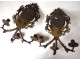 Pair wall sconces Louis XIV 3 lights bronze mirror Napoleon III nineteenth