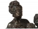 Bronze sculpture AE. Gaudez Two Women Surprised Child 56cm Nineteenth Century