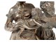 Bronze sculpture AE. Gaudez Two Women Surprised Child 56cm Nineteenth Century