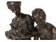 Bronze sculpture AE. Gaudez Two Women Surprised Child 56cm Nineteenth Century