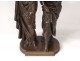 Bronze sculpture AE. Gaudez Two Women Surprised Child 56cm Nineteenth Century
