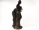 Bronze sculpture AE. Gaudez Two Women Surprised Child 56cm Nineteenth Century