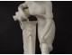 Large alabaster sculpture Saul Fanfani woman antique fountain wildlife nineteenth