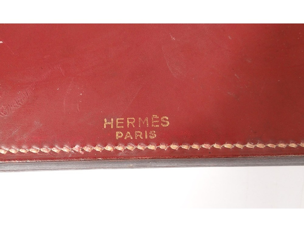 Hermes Desk Pad Paris Dupre Lafon Leather Red Bronze Vintage Twentieth