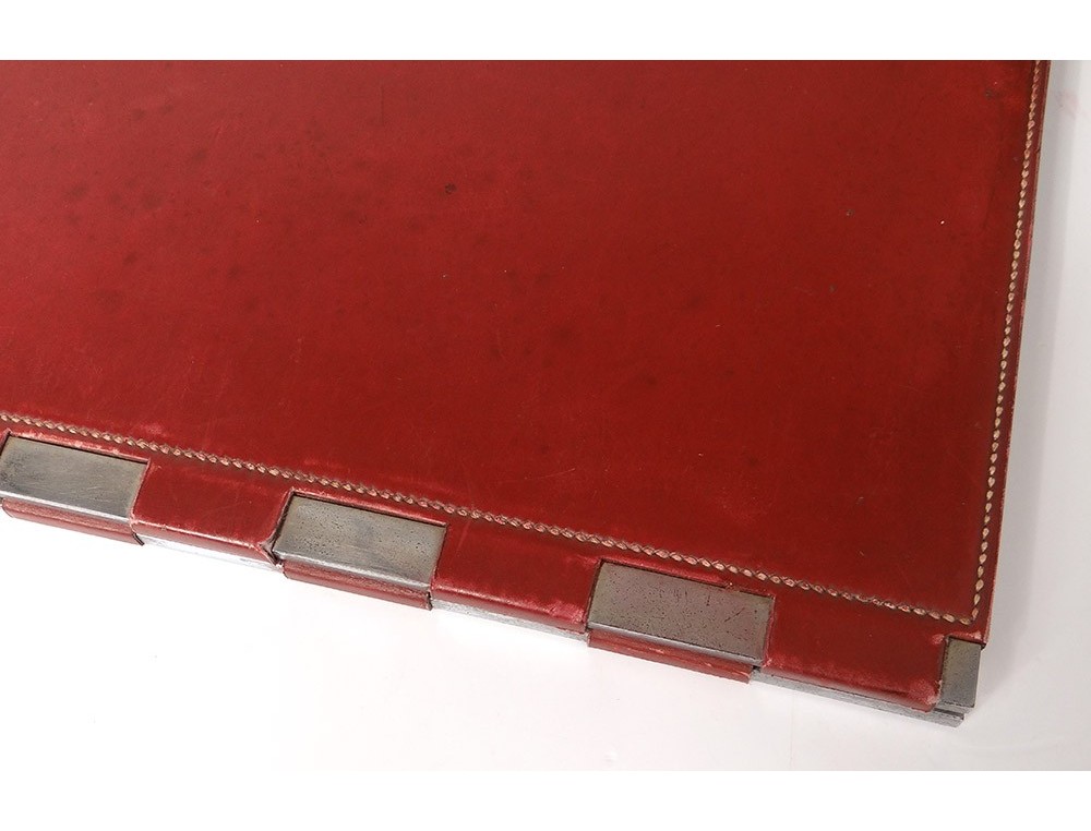 Hermes Desk Pad Paris Dupre Lafon Leather Red Bronze Vintage Twentieth