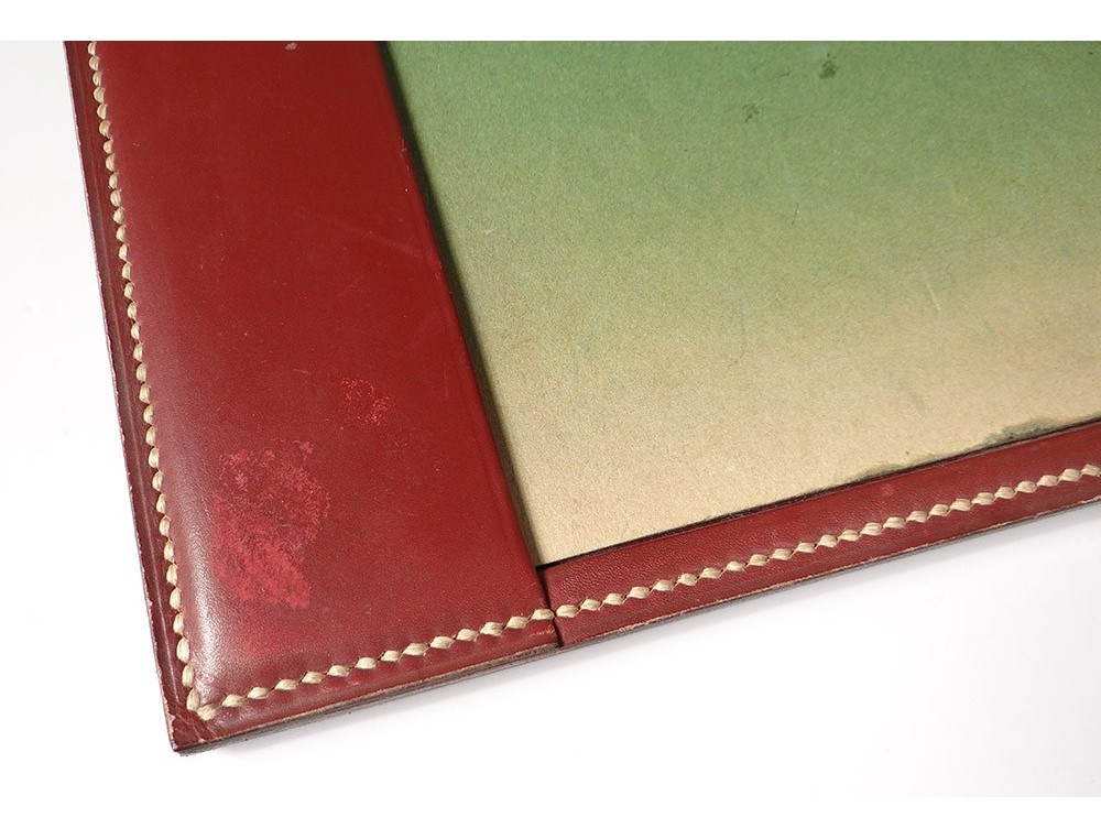 Hermes Desk Pad Paris Dupre Lafon Leather Red Bronze Vintage Twentieth