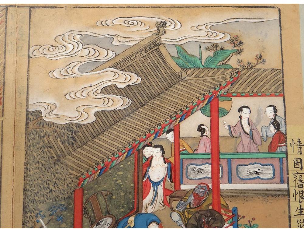 Japanese print Ukiyo-e characters demons temple mythology landscape ...
