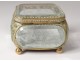 Jewel box box gilded brass beveled glass engraved Napoleon III nineteenth