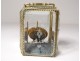 Jewel box box gilded brass beveled glass engraved Napoleon III nineteenth