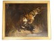Great HST painting buffalo surprised by tiger from ap. Charles Verlat nineteenth