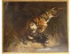 Great HST painting buffalo surprised by tiger from ap. Charles Verlat nineteenth