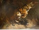 Great HST painting buffalo surprised by tiger from ap. Charles Verlat nineteenth
