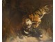 Great HST painting buffalo surprised by tiger from ap. Charles Verlat nineteenth