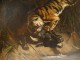 Great HST painting buffalo surprised by tiger from ap. Charles Verlat nineteenth