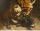 Great HST painting buffalo surprised by tiger from ap. Charles Verlat nineteenth