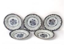 Series 5-dish hollow porcelain plates Compagnie Indies 18th-century European decor