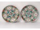 Pair porcelain dishes Company India Bat batches signed 19th