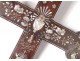 Cross crucifix wood mother-of-pearl marquetry chalice passion dove Vietnam nineteenth