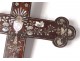 Cross crucifix wood mother-of-pearl marquetry chalice passion dove Vietnam nineteenth