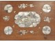 Mother of pearl wood paneling landscape sculpture butterflies temple Vietnam XIX