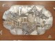 Mother of pearl wood paneling landscape sculpture butterflies temple Vietnam XIX