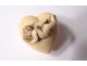 Small head pipe foam sea carved heart angel putto meerschaum case 19th