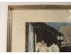 Color lithograph Louis Icart Elegant woman Carriage Belle-Epoque twentieth