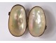 Mother of pearl egg holder gold metal chaplet box nineteenth century