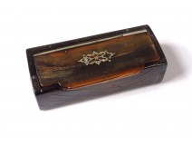 Snuffbox box horn inlays mother of pearl snuffbox Napoleon III 19th century