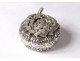 Small box round sterling silver foreign flowers foliage silver twentieth