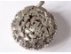 Small box round sterling silver foreign flowers foliage silver twentieth