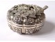 Small box round sterling silver foreign flowers foliage silver twentieth