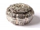 Small box round sterling silver foreign flowers foliage silver twentieth