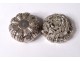 Small box round sterling silver foreign flowers foliage silver twentieth