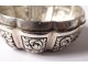 Small box round sterling silver foreign flowers foliage silver twentieth