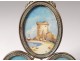 Picture frame 3 views Louis XVI gilt bronze watercolor landscapes nineteenth