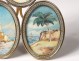 Picture frame 3 views Louis XVI gilt bronze watercolor landscapes nineteenth