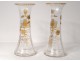 Pair vases glass gilding flowers foliage nineteenth century