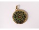 Medallion pendant cross 18K gold enamel pique to date stained glass rosette XXème