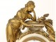 Pendulum Louis XVI white bronze bronze Pleureuse bird back Love XVIIIè