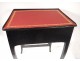 Writing table with Louis XV screen black lacquered wood leather red nineteenth century