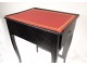 Writing table with Louis XV screen black lacquered wood leather red nineteenth century