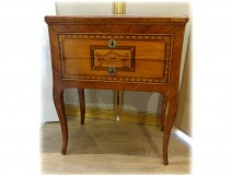 Small Italian chest of drawers wood inlay pink phoenix birds eighteenth century